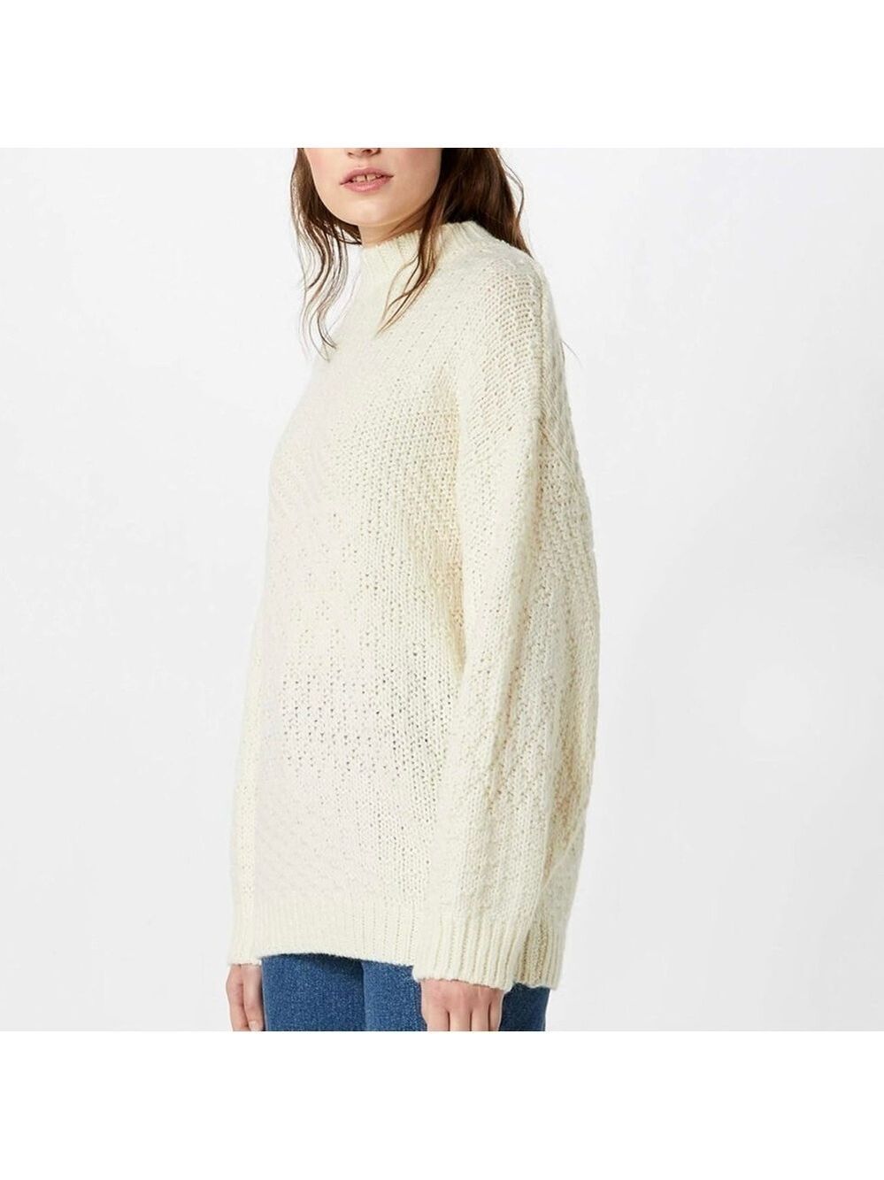 Selected Femme Knit Oversize Pullover Sweater Small Cream